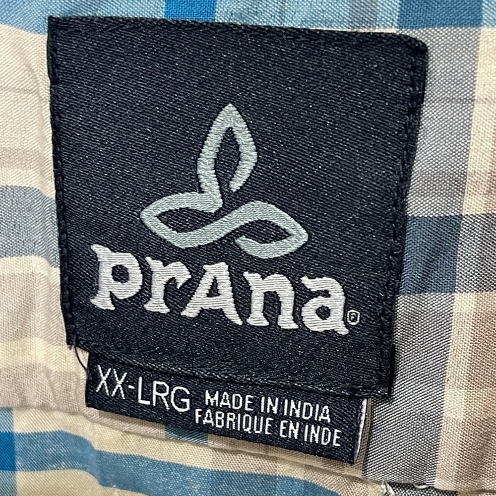 PRANA Men's Offwidth Short Sleeve Button Front Shirt Plaid Organic Cotton XL - Picture 2 of 5